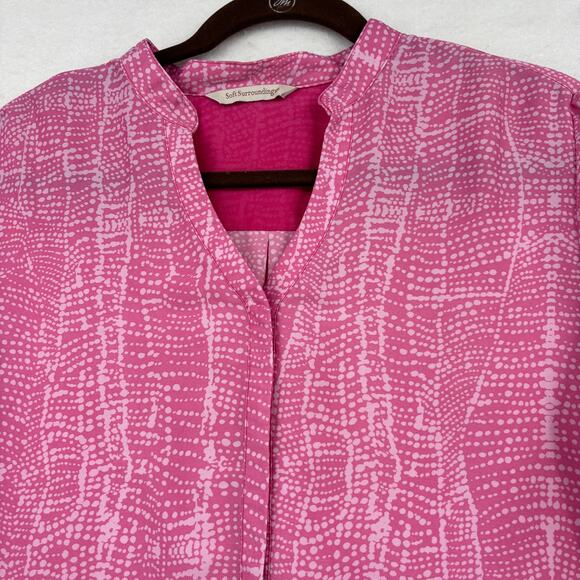 Soft Surroundings Blouse Top Womens Size L Pink Ombre Hi Low Tunic 3/4 Sleeve - Picture 3 of 11